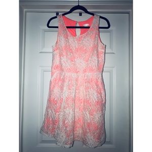 Ivory & Neon Orange Crotchet Dress